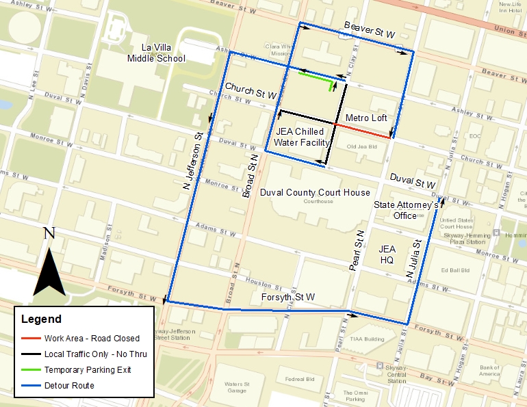 Metro Loft Building Chilled Water Main Project  - Church Street Detour Map